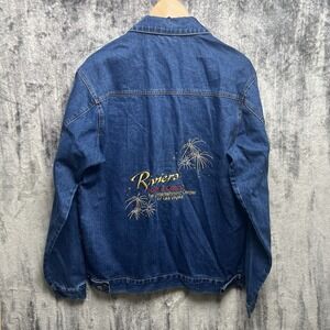 VTG Las Vegas Riviera Casino Hotel Denim Jacket Mens S Embroidered Trucker